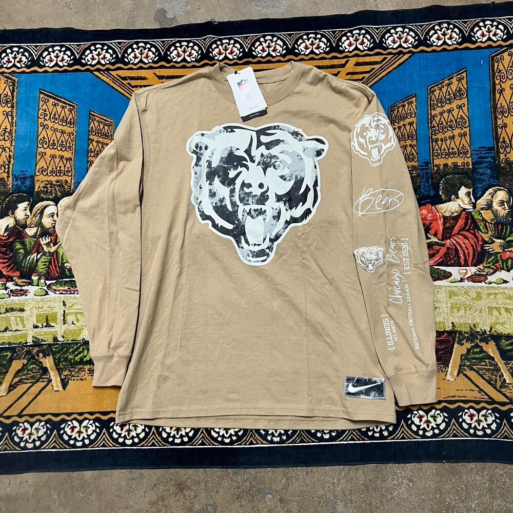 Nike Chicago Bears tan long sleeve tshirt Size small embroidered NWT MSRP $75